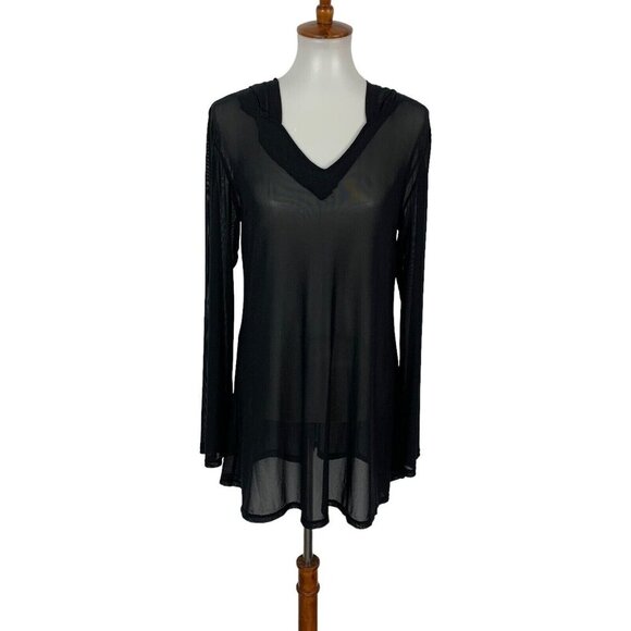 Miken Black Beach Cover Up Medium Swimwear Resortwear Lightweight - Picture 1 of 5